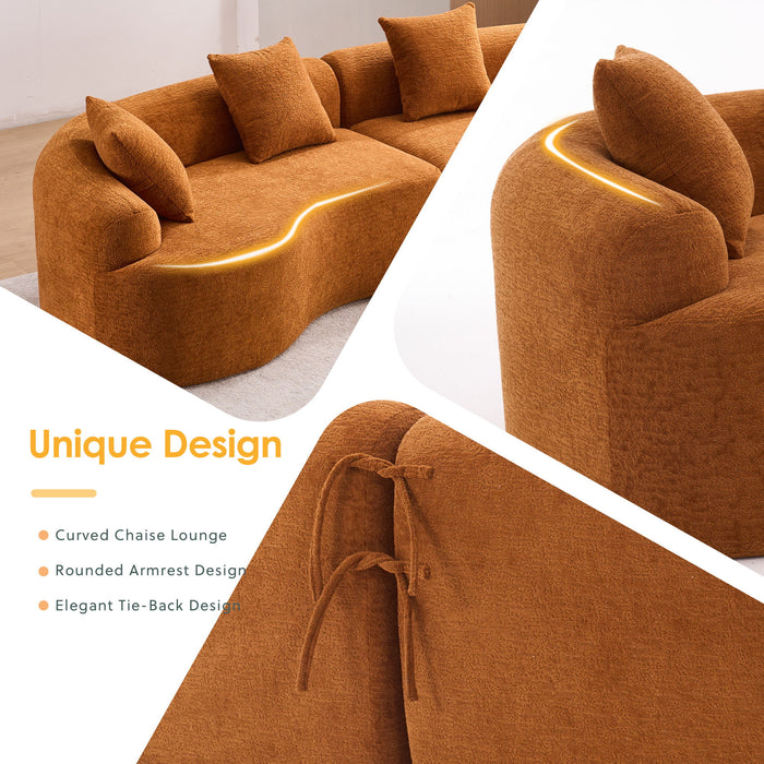 4 Seater Sofa With Fabric, 30D, 60 Hardness Full Sponge, 4 Pillow For Living Room, Home Furniture Sleeper Sectional Sofa For Apartment Home Essentials