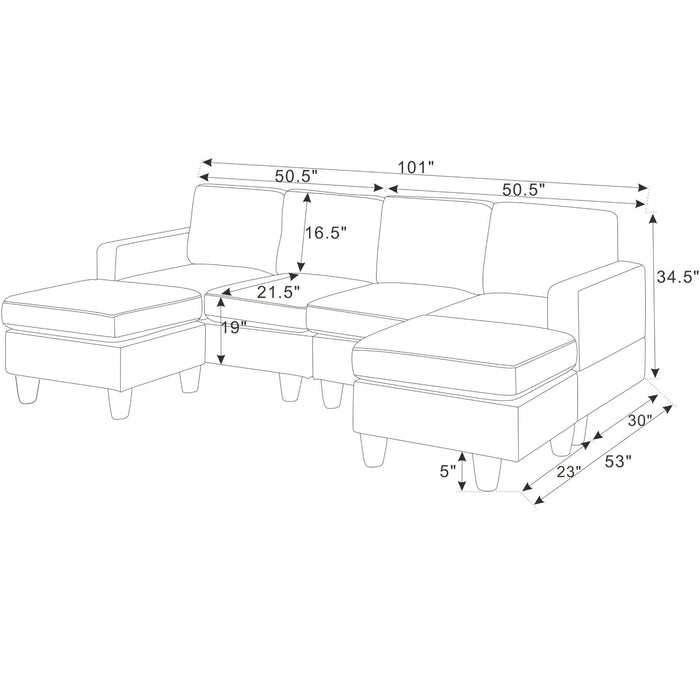 Modular Sectional With 2 Ottomans Home Essentials