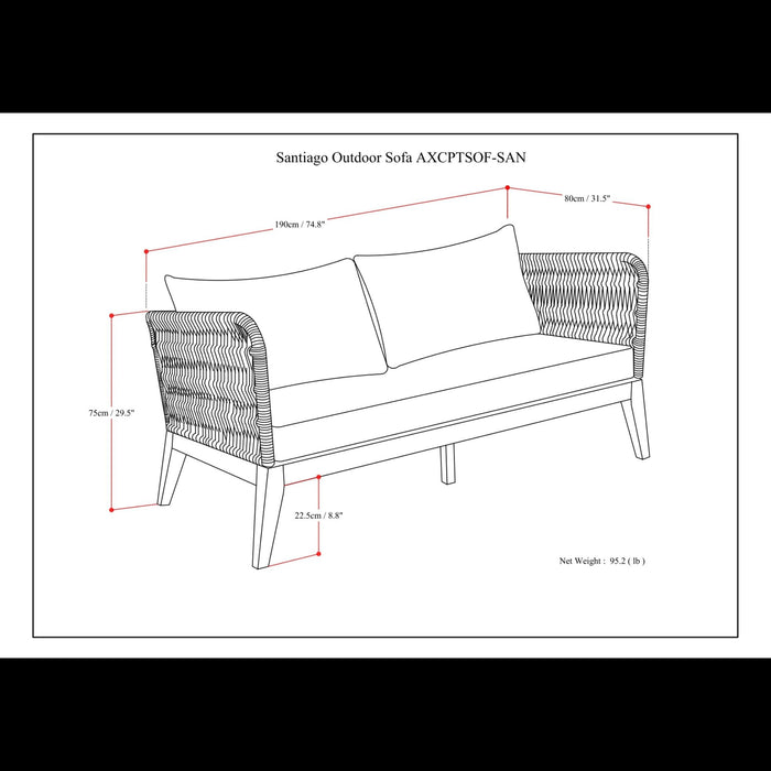 Santiago - Outdoor Sofa - Slate Gray Simpli-Home