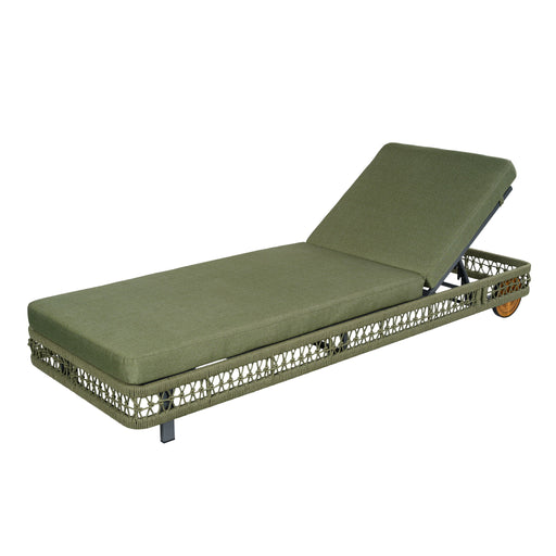 Outdoor Chaise Lounge With Wheels, 5 Position Adjustable Backrest Noble House