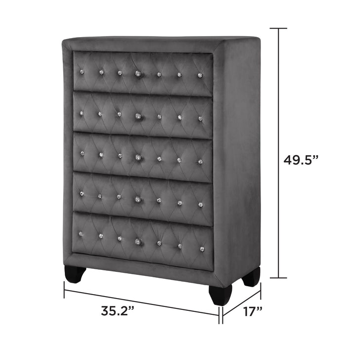 Sophia - 5 Drawer Chest - Gray Matrix Furniture Group