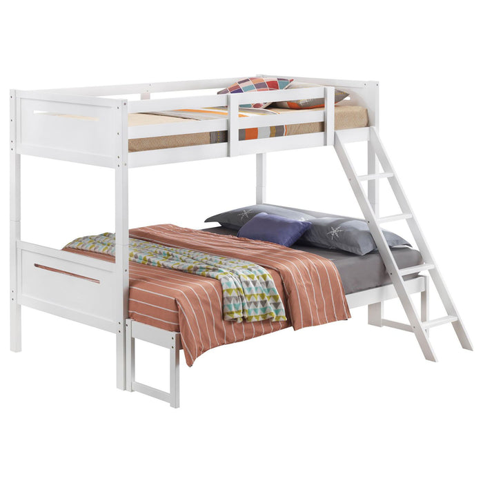 Bunk Bed With Built In Ladder, Safety Guardrails And Angled Access Step Furniture Max
