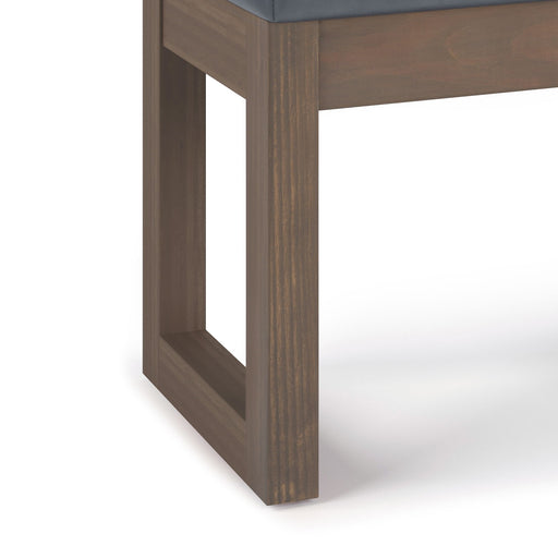 Milltown - Footstool Small Ottoman Bench - Dark Gray - Faux Leather Simpli-Home