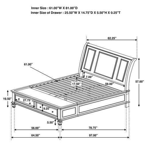 Fresnes - 2 Drawer Bed Furniture Max