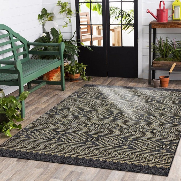 8' X 10' Indoor / Outdoor Area Rug - Brown / Black