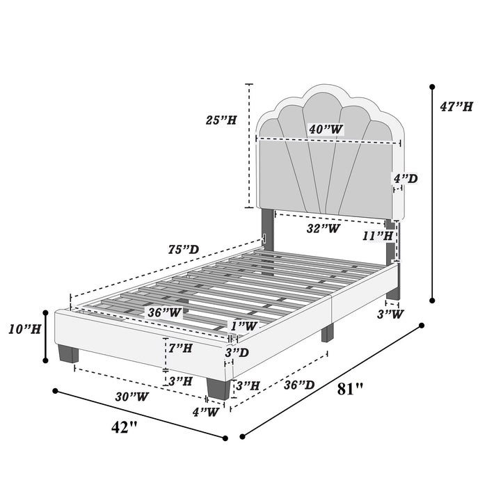 Bed With Floral Design Headboard And Built In LED Lighting Home Essentials