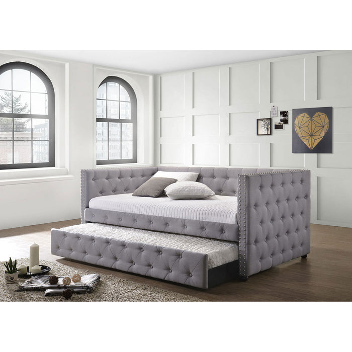 Cross - Upholstered Twin Daybed With Trundle - Gray Furniture Max