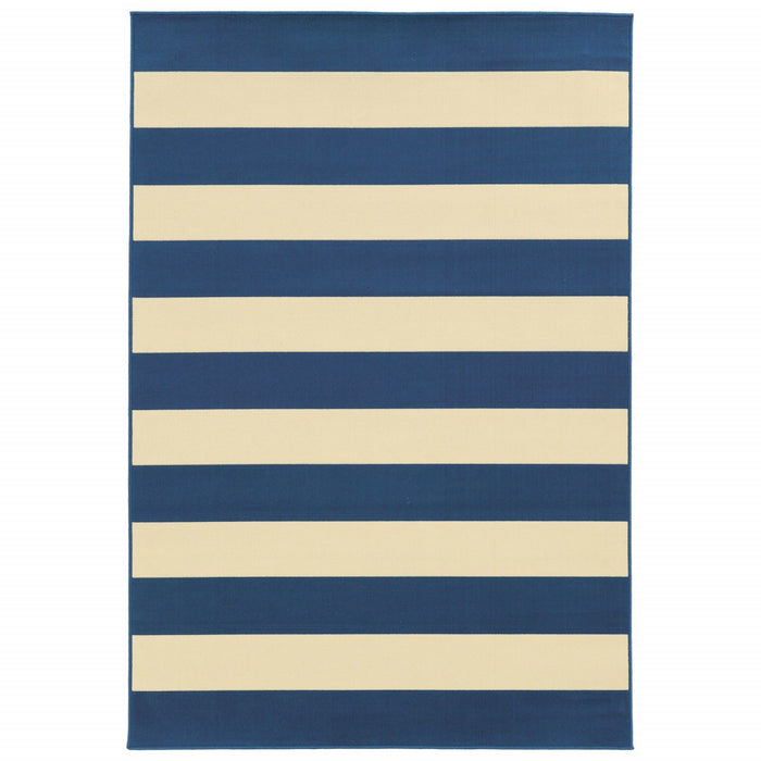 2' X 4' Indoor & Outdoor Area Rug - Blue / Ivory