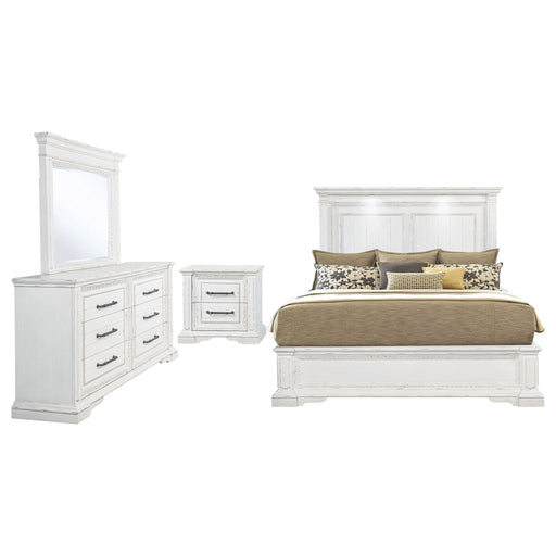 Bedroom Set With LED Lighting And Carved Moldings Furniture Max