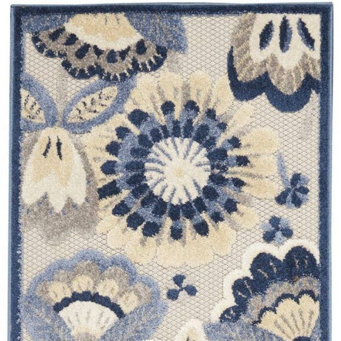 2' X 8' Toile Non Skid Indoor / Outdoor Runner Rug - Blue / Gray