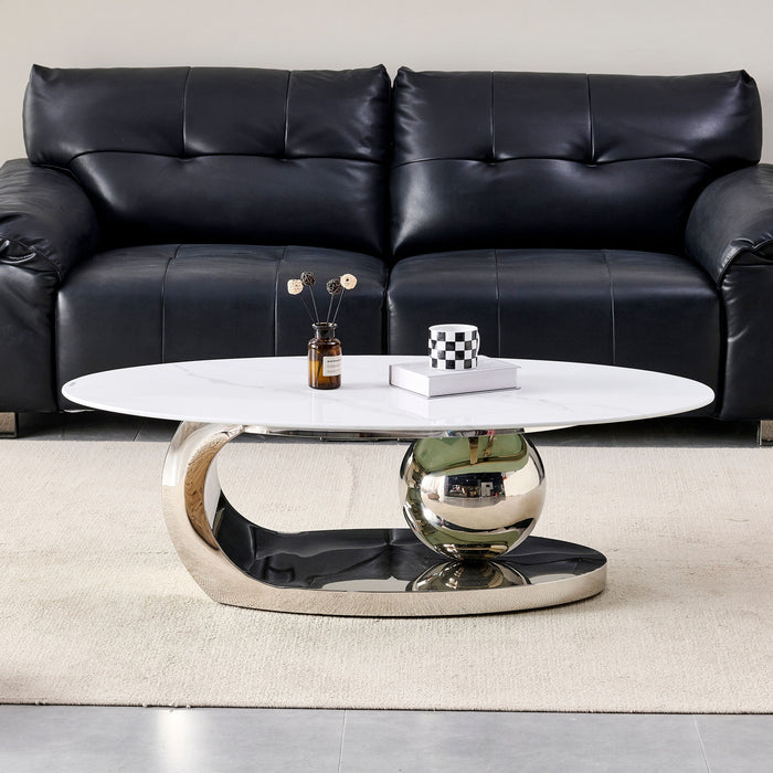 Oval Coffee Table With Geometric Precision Home Essentials