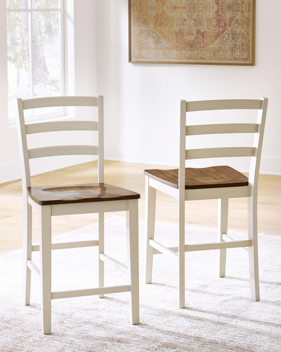 Brinfern - Barstool (Set of 2) - Brown / Antique White Signature Design by Ashley®