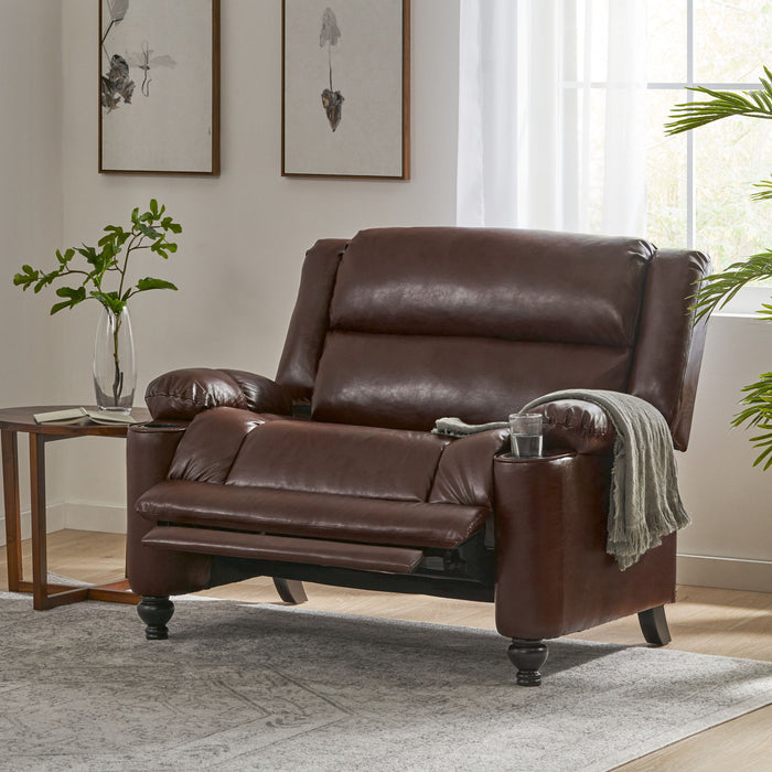 Tufted Design Wide Manual Recliner Chair Noble House