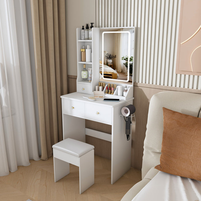 Modern Small Vanity Desk With 3 LED Lighting Modes, 3 Drawers Home Essentials