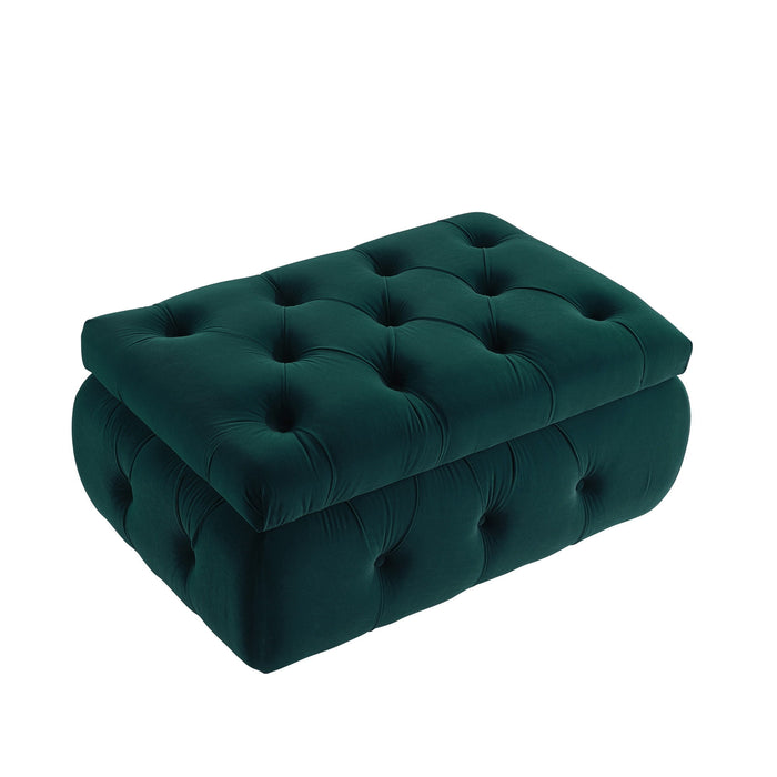 Velvet Tufted Storage Ottoman - Green