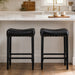 Bar Stool With Brass Nailhead Trim (Set of 2) - Black Home Essentials