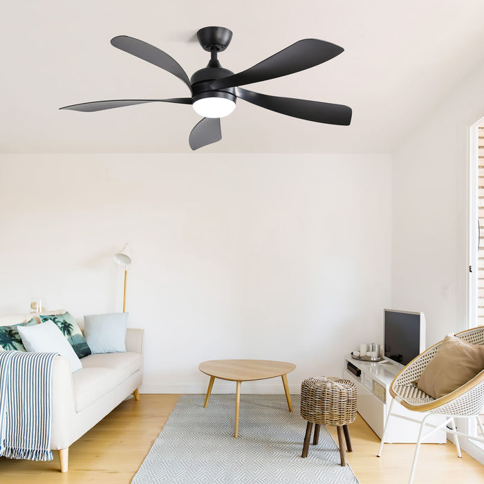 Modern Ceiling Fan With 3 Color Dimmable Light 5 ABS Blades Smart Remote Control Reversible Dc Motor