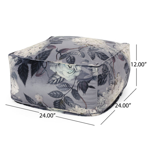 Hazel - Large Square Pouf With Flower Print Daily Nest