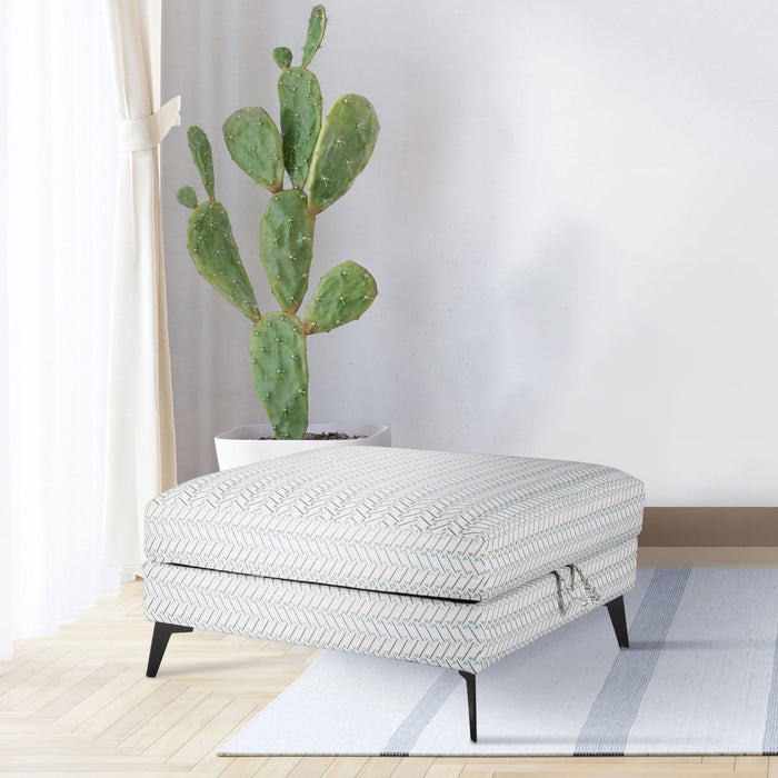 Harrison - Upholstered Storage Ottoman - Gray / Black Furniture Max