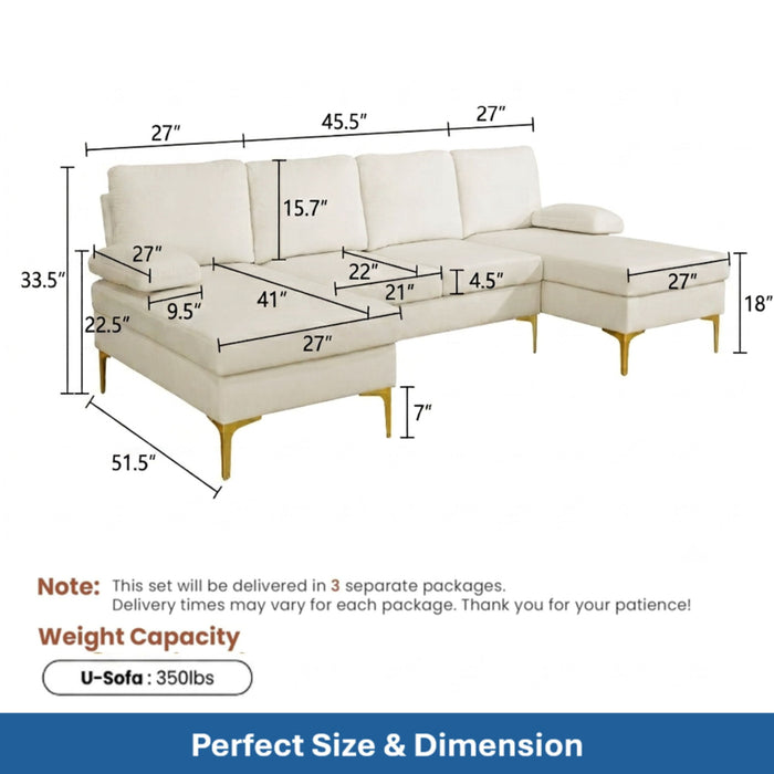 U - Shaped Sectional Sofa With Double Chaise Home Essentials