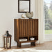 Sideboard Buffet Cabinet With Grille Slat Design With 3 Doors And Adjustable Shelves Home Essentials