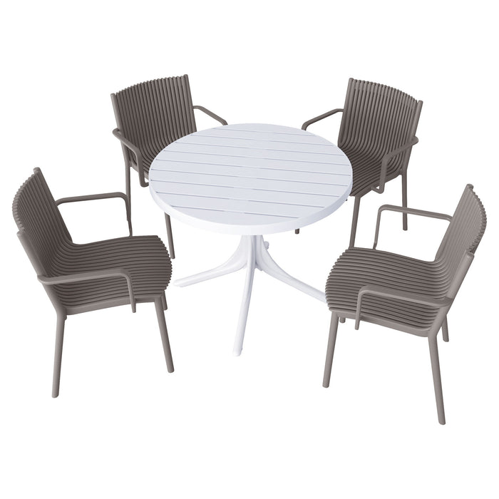 4 Modern Stackable Plastic Armchair Matched With Round Table Home Essentials