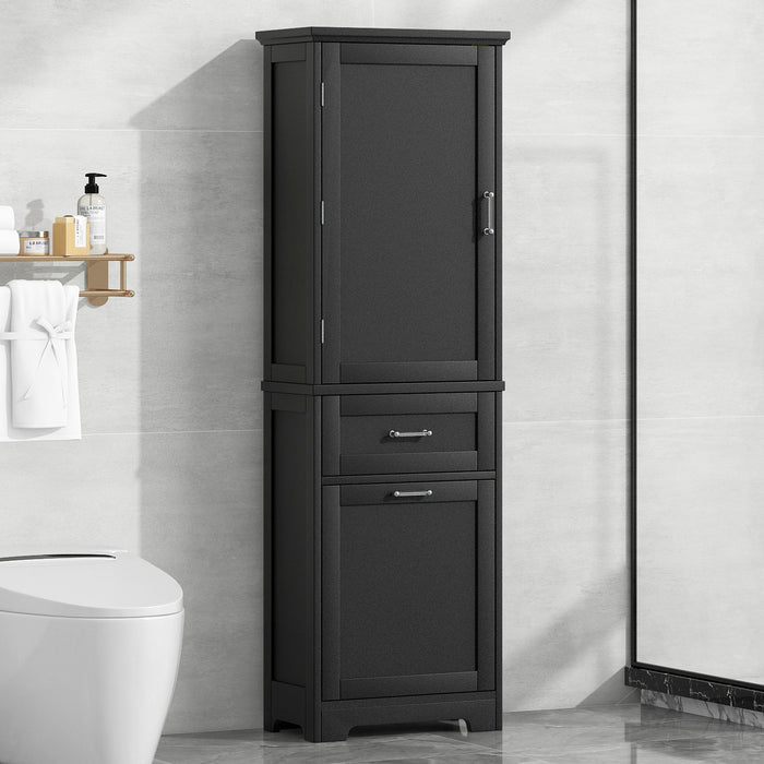 Tall Freestanding Bathroom Storage Cabinet With Adjustable Shelf And 2 Drawers Hearth and Haven