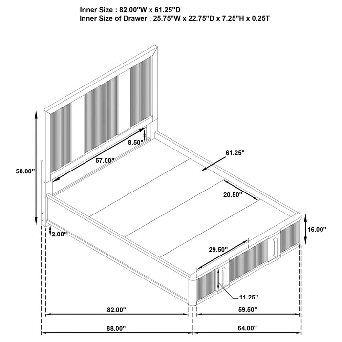Moraga - 4 Piece Queen Bedroom Set With Fluted Headboard - Ash Brown Furniture Max
