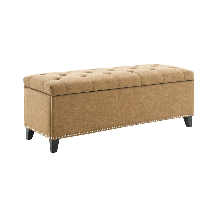 Button-Tufted Storage Ottoman With Safety Close Hinge Home Essentials