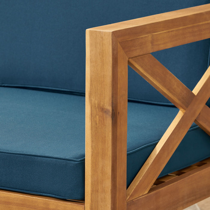 Radiat 5 Piece Outdoor L Shaped Sof Set With Coffee Table And Water Resistant Cushions - Teak