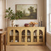 Modern Arched Glass Sideboard With 6 Doors, Buffet Cabinet With Storage And Adjustable Shelves Home Essentials