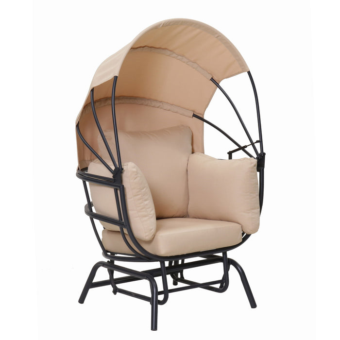 Egg Chair With Cushion And Retractable Canopy - Black / Taupe Home Essentials