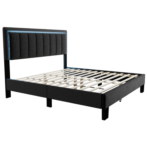 Bed With Channel Tufting And Built In LED Headboard Home Essentials