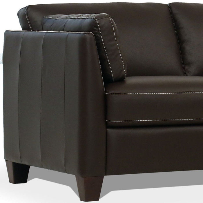 Leather Sofa With Black Legs - Chocolate