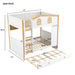Full Over Full Bunk Bed With Storage Shelves And Trundle - White / Natural Dreamland