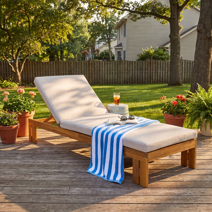 Outdoor Chaise Lounge With 5 Position Adjustable Backrest Noble House