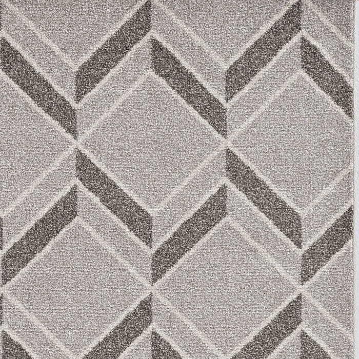 7' X 10' Machine Woven UV Treated Herringbone Illusion Indoor / Outdoor Area Rug - Gray