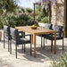 5 Piece Outdoor Patio Dining Set With Table, Chairs With Cushions - Gray / Light Teak Noble House