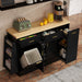 Kitchen Sideboard With Sliding Door Cabinet, 3 Tier Spice Rack Hearth and Haven