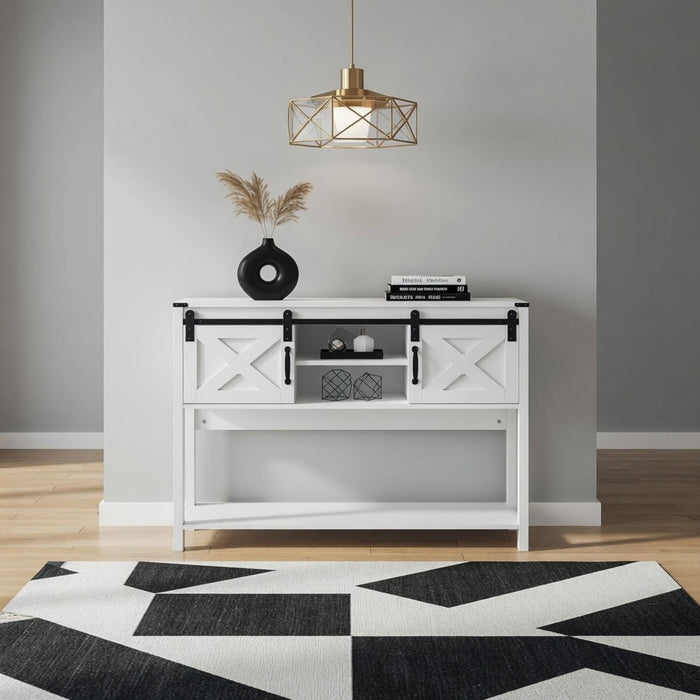 Farmhouse Entryway Table With Sliding Barn Door Home Essentials