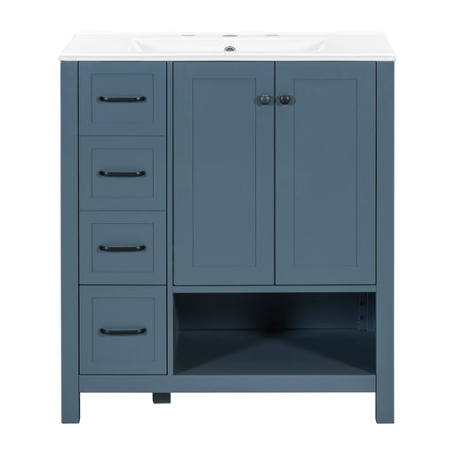 Bathroom Vanity With Sink Top, Bathroom Vanity Cabinet With 2 Doors And 2 Drawers, Open Shelf Hearth and Haven