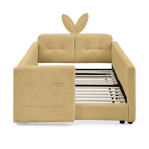 Cute Rabbit Ear Upholstered Platform Bed Frame With Safety Rail Home Essentials