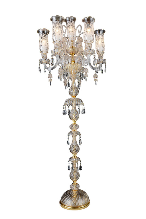 Michael Amini Lighting - Garnier 7-Light Traditional Crystal Floor Lamp - Gold Michael Amini