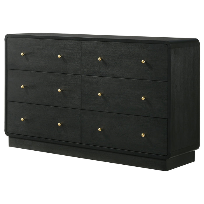 Burton - 6 Drawer Dresser Cabinet - Black Furniture Max