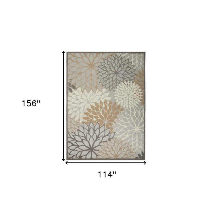 10' X 13' Floral Non Skid Indoor Outdoor Area Rug - Natural