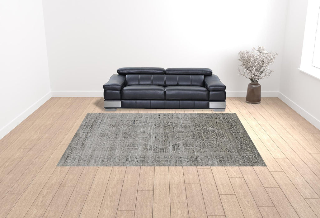 Floral Power Loom Distressed Area Rug - Gray Silver And Taupe - 10' X 13'