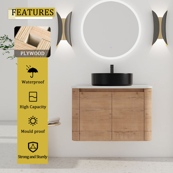 Wall Mounted Bathroom Vanity & Art Sink & 1 Soft Close Door Home Essentials