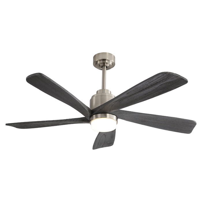 52" Ceiling Fan With Dimmable LED Light, 5 Blades, Reversible DC Motor - Nickel Daily Nest