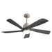 52" Ceiling Fan With Dimmable LED Light, 5 Blades, Reversible DC Motor - Nickel Daily Nest