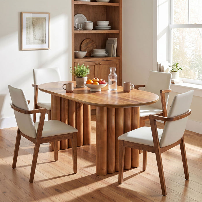 5 Piece Indoor Dining Set With Oval Table And Chairs Noble House
